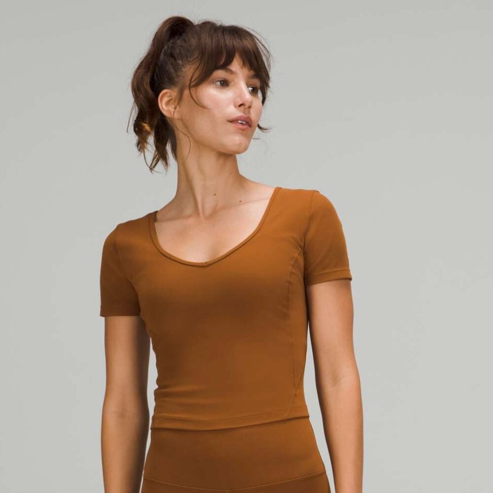 Lululemon Cropped Align Nulu T-Shirt in Roasted Brown Size 10